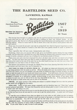 Historical Seed Catalogs: Barteldes Seed Catalog (1919) - 2 in a series