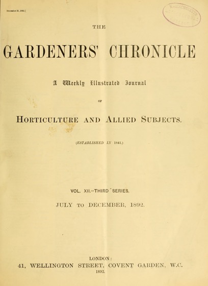 Historical Garden Books: The Gardeners' chronicle : a weekly illustrated journal of horticulture and allied subjects (1892) - 51 in a series