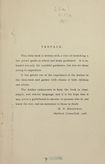 Historical Garden Books:- 53 in a series - Hints and helps for young gardeners : a treatise designed for those young in experience as well as youthful gardeners (1911) by Herbert Daniel Hemenway