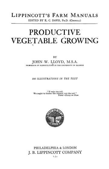 Historical Garden Books - 68 in a series - Productive vegetable growing by John William Lloyd