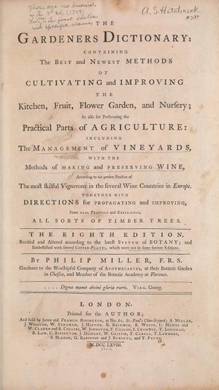 Historical Garden Books - 87 in a series - The gardeners dictionary (1768)
