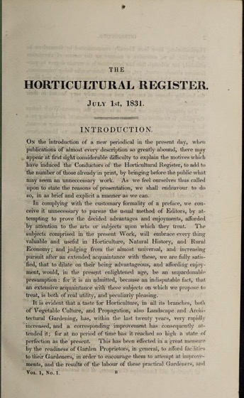 Historical Garden Books - 91 in a series - The Horticultural register, and general magazine (1831)