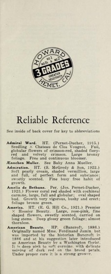 Historical Seed Catalogs - 83 in a series - Dependable rose bushes: book of reliable references( 1928) by Howard Rose Co.