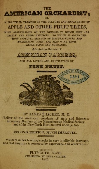 Historical Garden Books - 117 in a series - The American orchardist (1825) title page