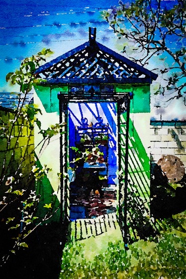 Garden House Watercolor From the 2022 Mary Lou Heard Memorial Garden Tour  [Photography] 