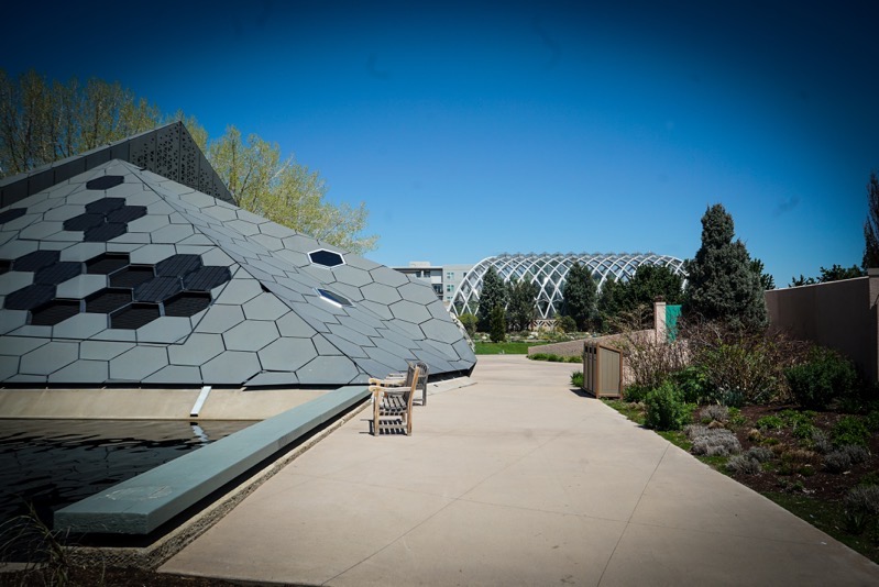 Overview of Science Pyramid and Orangery, Denver Botanic Garden, Denver, Colorado