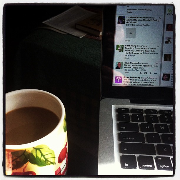 Sunshine, coffee and Twitter in the morning