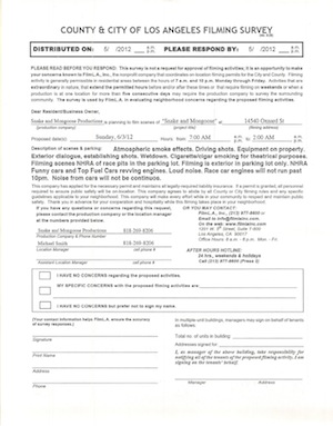 Local: 91411 – Notice of Filming for June 3, 2012 7am-2am