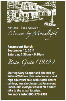 Event: NPS Movies by Moonlight: Beau Geste with hike to actual location – Sat, Sep 10