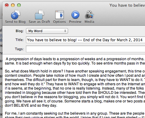 You have to believe to blog! — End of the Day for March 2, 2014