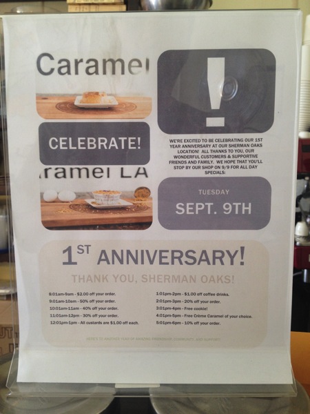 Food: Creme Caramel LA celebrates their 1st Birthday – Tuesday, September 9, 2014 – Special Deals