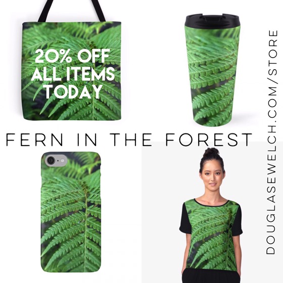 Carry nature with you with these “Fern in the Forest” products and more. 20% Off All Items Today