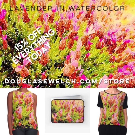 “Lavender in Watercolor” Clothing, Bags, Smartphone covers and much more! Buy today and get 15% Off Everything!