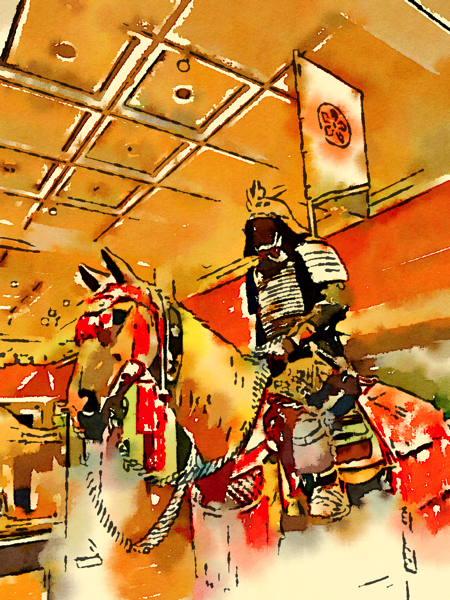 Samurai Armor in watercolor, Royal Armouries Museum, Leeds, UK [Photo]
