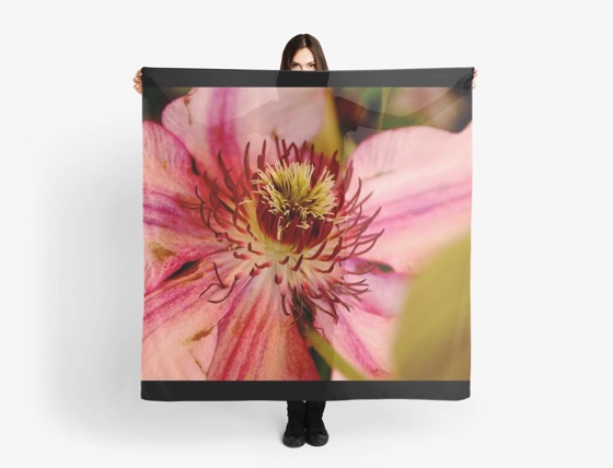 Pink Clematis Scarves, Clothing and Much More!