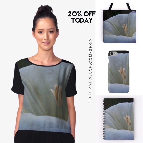 Get 20% Off On Everything Today including these “Datura Flower” Tops, Totes, Cases and More!