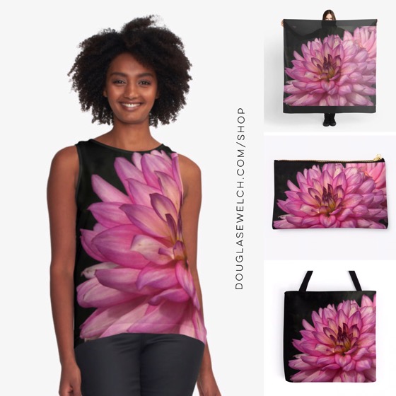 You’ll look stunning with these “Dazzling Dahlias” Tops, Bags and Much More!