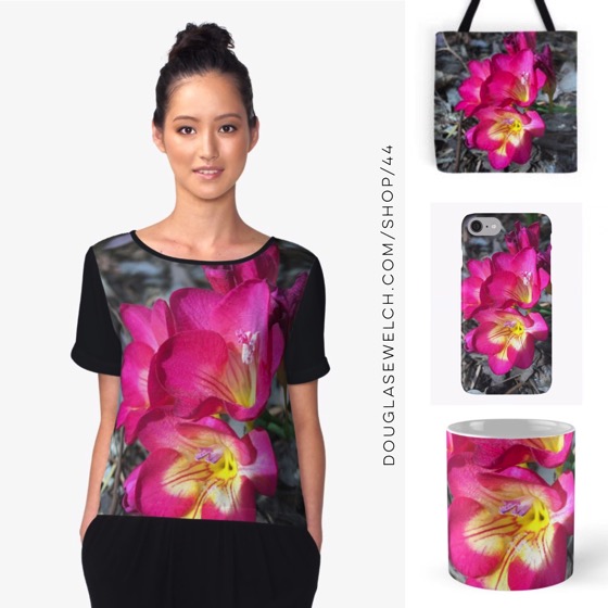 Fabulously Flashy Freesia on Tops, Totes, Smartphone Cases and Much More!