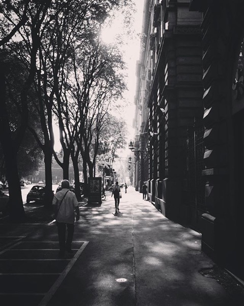 A Milano Street Scene in Black and White via Instagram