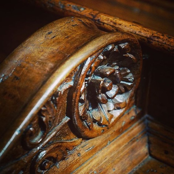 Detail, Wood Carving, Choir Stalls, Chiesa di San Maurizio al Monastero Maggiore via Instagram