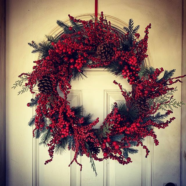 Our Christmas Door with Wreath via Instagram