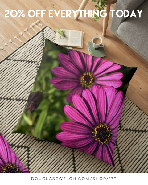 20% Off Everything Today! Get These Purple Explosion Flowers On Pillows, iPhone Cases, Totes and more!
