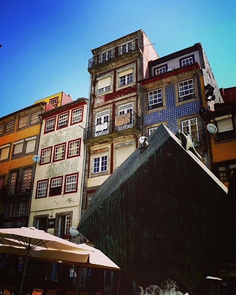 New (fountain) and Old (buildings), Porto, Portugal via Instagram