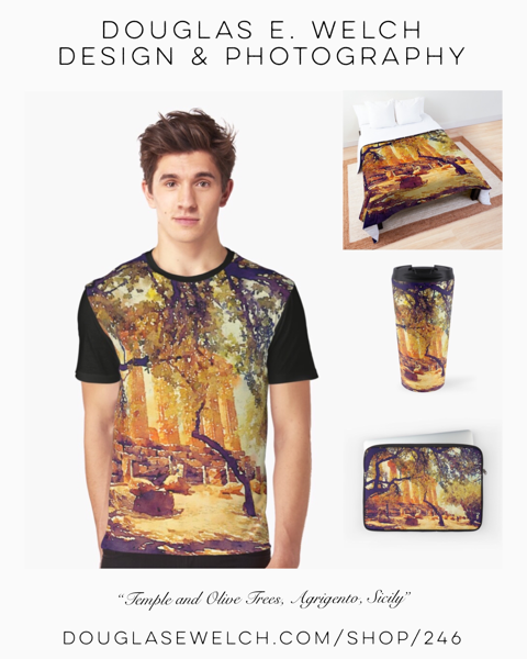 Travel To Sicily With These Greek Temple and Olive Tree Tees, Laptop Covers and More From Douglas E. Welch Design and Photography [For Sale]