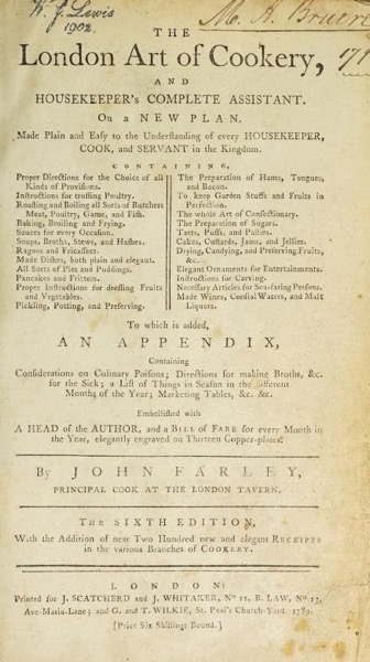 Historical Cooking Books – 44 in a series – The London art of cookery and housekeeper’s complete assistant by John Farley (1789)