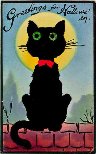 Halloween 2020 - 6 in a series - Vintage Black Cat Halloween Card