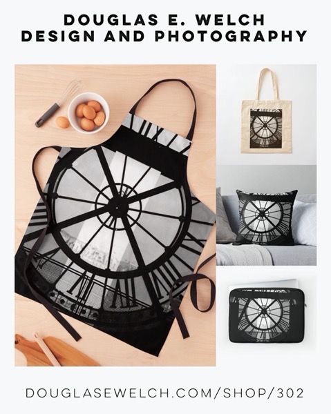 New Design: Clock Face, Musee d'Orsey, Paris (2000) Aprons, Pillow, and More from Douglas E. Welch Design and Photography [For Sale]