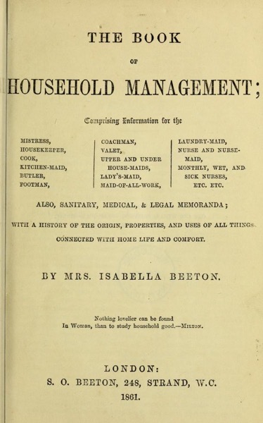 Historical Cooking Books - 76 in a series - The Book Of Household Management (1861)