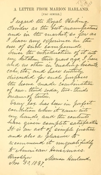 Historical Cooking Books - 78 in a series - Royal baker pastry cook (1888) by Royal Baking Powder Company Facsimile Letter