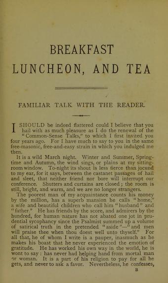 Historical Cooking Books - 86 in a series - Breakfast, Luncheon, And Tea (1875) by Marion Harland