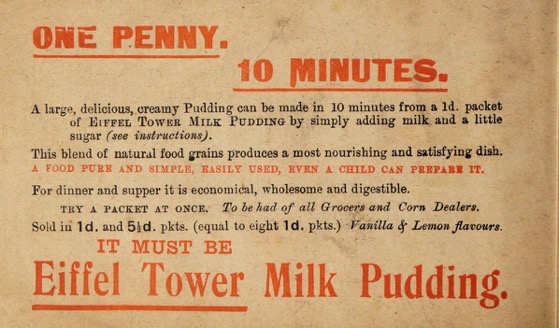 Historical Cooking Books – 84 in a series – 30 good recipes for using Eiffel Tower Bun Flour (1880)