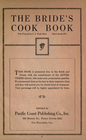 Historical Cooking Books - 99 in a series - The bride's cook book (1918?) by Edgar William Briggs