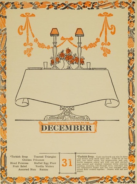 Historical Cooking Books - 101 in a series - The dinner calendar (1915) by Fannie Merritt Farmer 