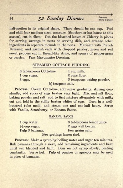 Historical Cooking Books - 102 in a series - Fifty-two Sunday dinners; a book of recipes, arranged on a unique plan...(1915) by Elizabeth O. Hiller and Amelia B. Bliss