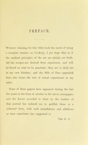 Historical Cooking Books - 110 in a series - Round the table : Notes on cookery, and plain recipes, with a selection of bills of fare for every month (1872) by Victor Chevalley de Rivaz