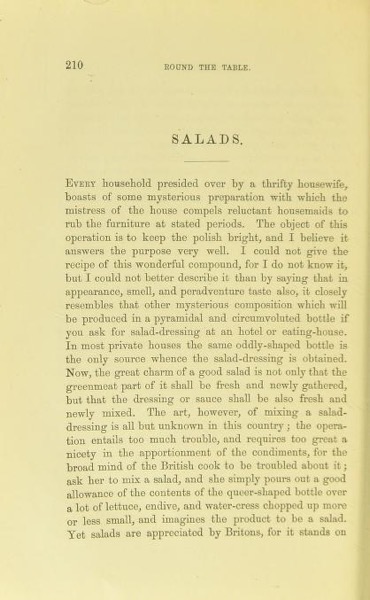 Historical Cooking Books - 110 in a series - Round the table : Notes on cookery, and plain recipes, with a selection of bills of fare for every month (1872) by Victor Chevalley de Rivaz