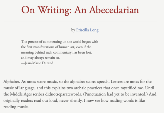 On Writing: An Abecedarian via The Hudson Review [Shared]