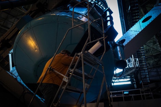 Douglas observing on the 100” Telescope at Sunset, Mount Wilson Observatory via Instagram [Photography]