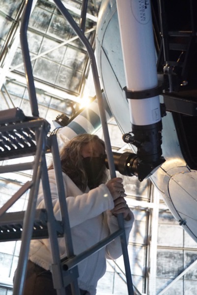 Rosanne observing on the 100” Telescope at Sunset, Mount Wilson Observatory via Instagram [Photography]