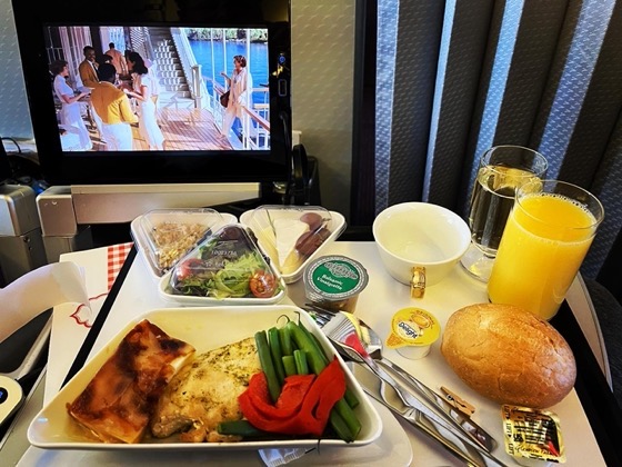 A nice dinner (with real silverware) on Austrian Air In Vienna for the #screenwritingresearchnetwork Conference then Sicily to see family next week. via Instagram [Photography]