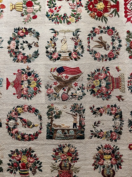 Album Quilt Detail, Artist Unknown, from “Fabric of a Nation: American Quilt Stories”, Skirball Cultural Center, Los Angeles, California