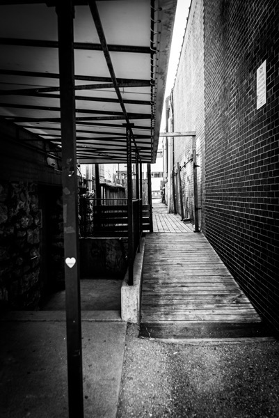Alley in Black and White, Columbia, Missouri  [Photography]