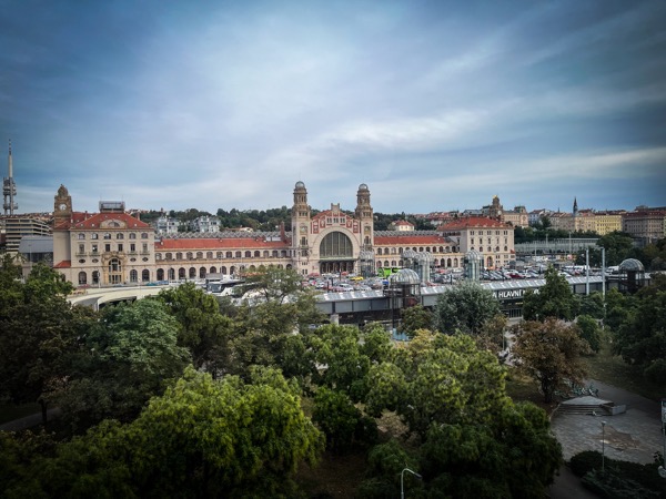 View of Prague Main Station outside of our hotel [Photography]