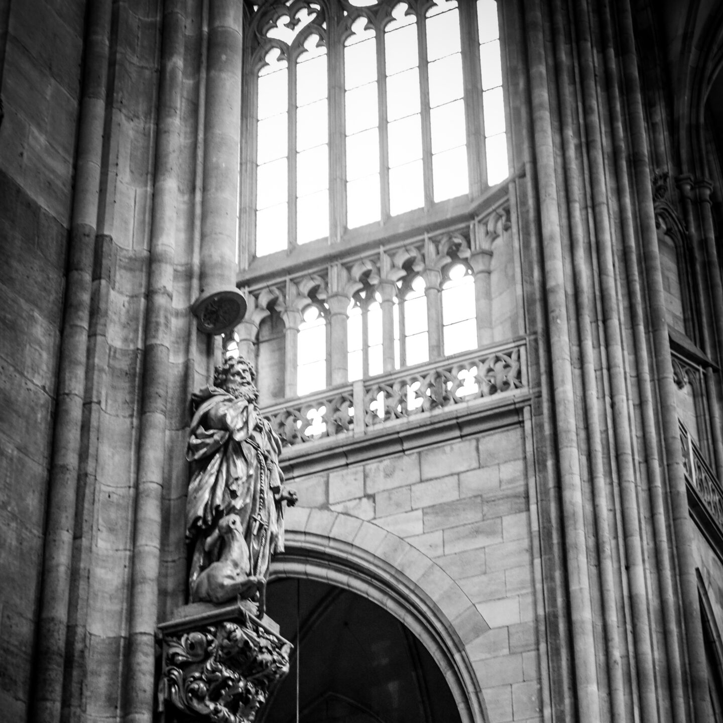 Statuary and Architecture, St. Vitus Cathedral, Prague Architecture 34, Prague, Czechia [Photography]