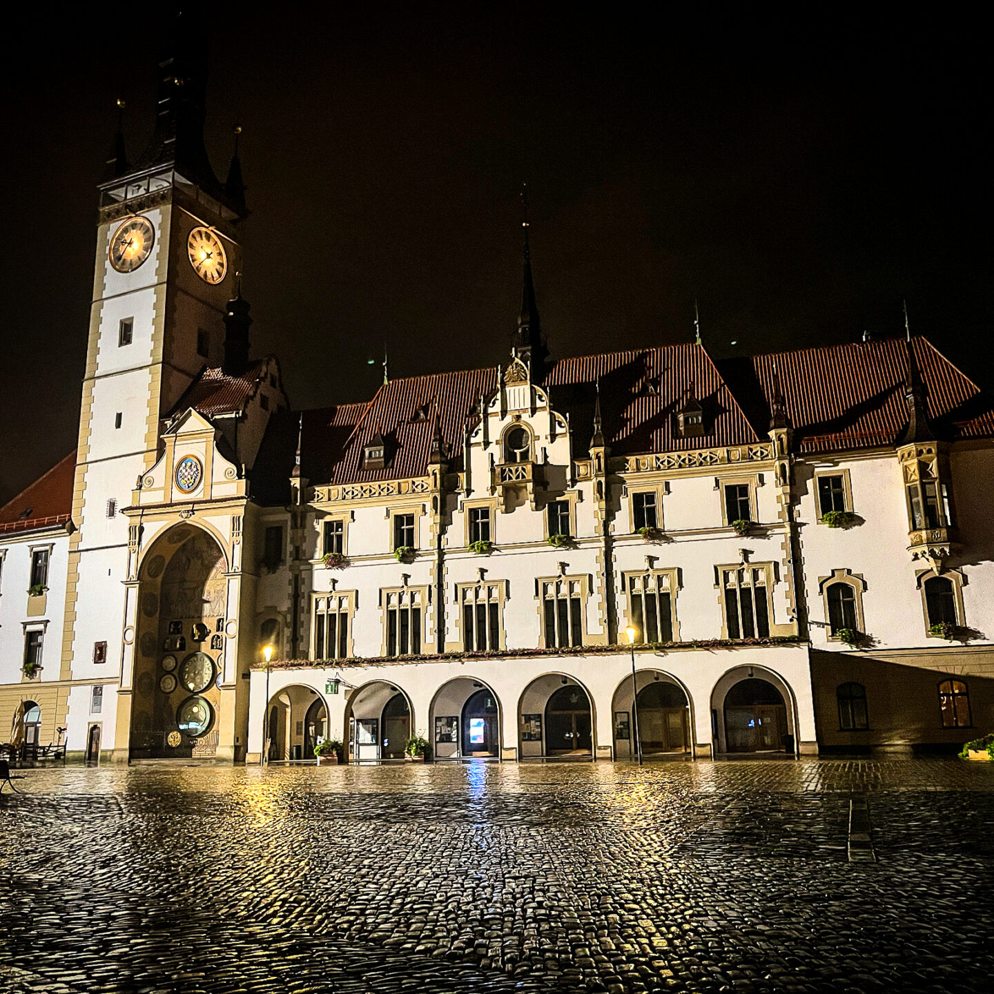 Town Hall on A Rainy Night in Olomouc Street Scene 27, Olomouc, Czechia [Prints Available]