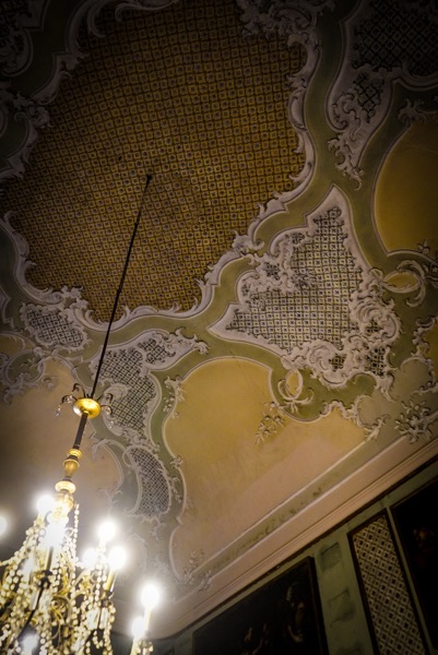 Ceiling, Palazzo Biscari 3, Catania, Sicily, Italy (Color/B&W)